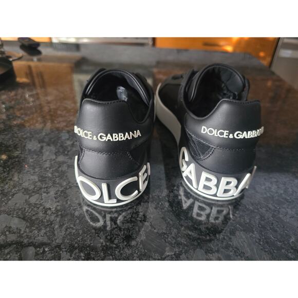 NWT Dolce&Gabbana Portofino Black & White Logo Sneakers - 38EU - Picture 3 of 9
